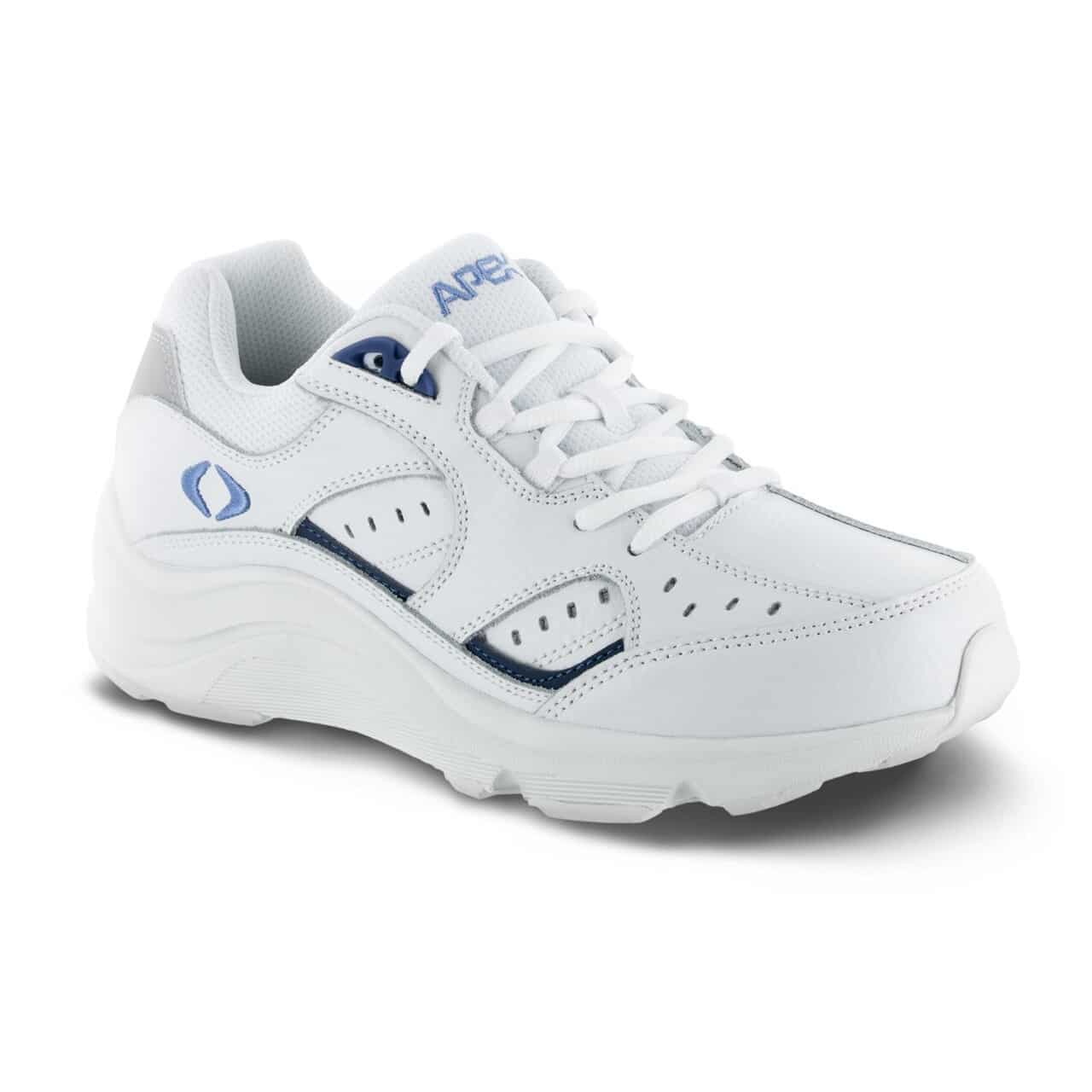 Apex Women's Shoe Walker V-Last Wide Toebox White and Periwinkle with wide toe box
